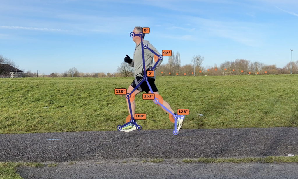 Runner with Joint Angle Measurements During Outdoor Field-Based Gait Analysis